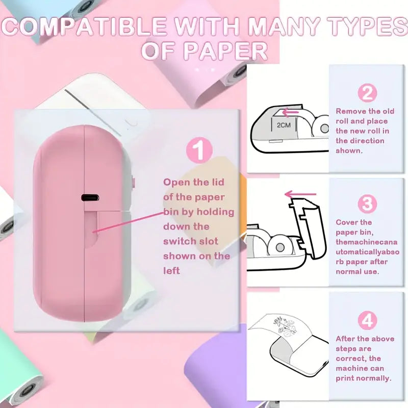 Portable Thermal Photo Printer For Gift Study Notes Memo
