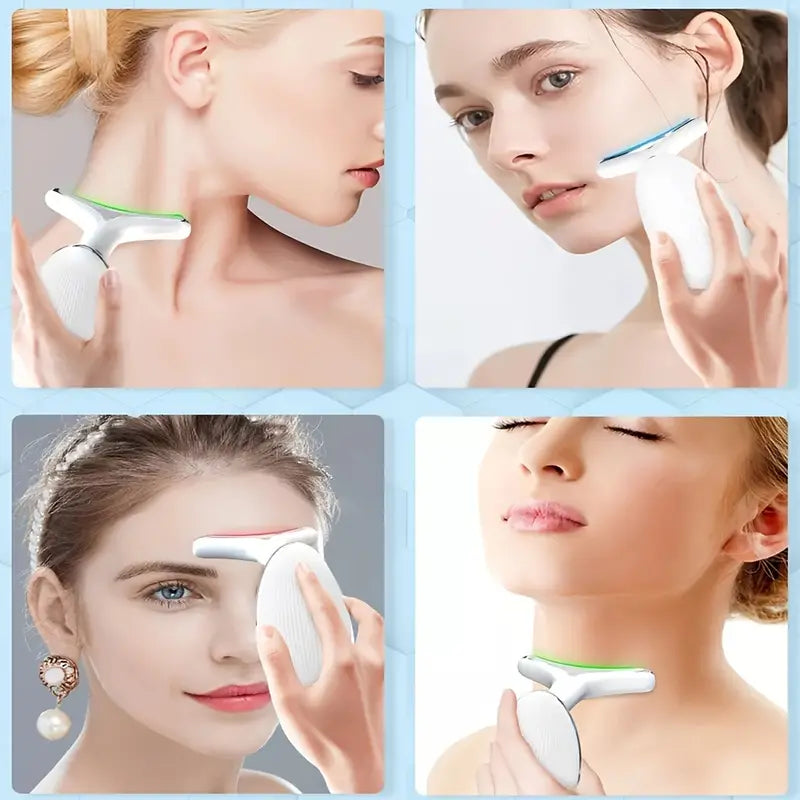 Neck Face Firming Smoothes Wrinkles Tool, Double Chin Reducer Vibration Massager