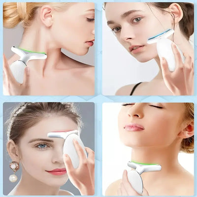 Neck Face Firming Smoothes Wrinkles Tool, Double Chin Reducer Vibration Massager