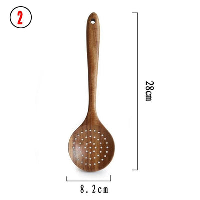 7pcs/set Teak Natural Wood Tableware Spoon - Fajar eMART