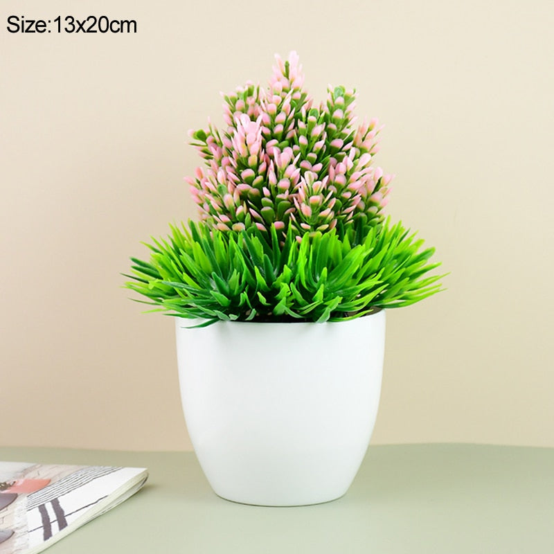 Artificial Plants Potted Green Bonsai Grass Plants