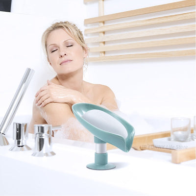 Portable Leaf Soap Holder Plastic Sponge Tray For Kitchen Bathroom