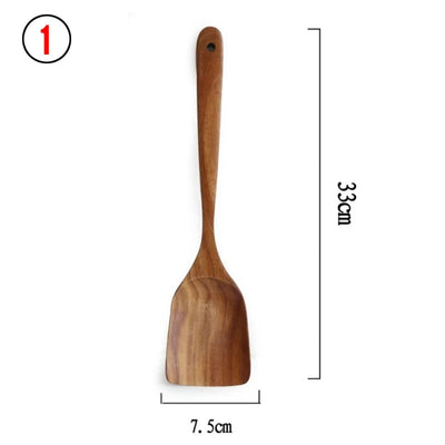 7pcs/set Teak Natural Wood Tableware Spoon
