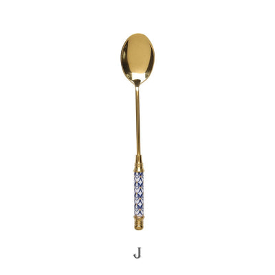 Stainless Steel Dessert Spoon Ceramic Long Handle