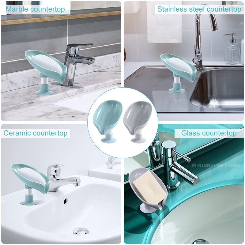 Portable Leaf Soap Holder Plastic Sponge Tray For Kitchen Bathroom