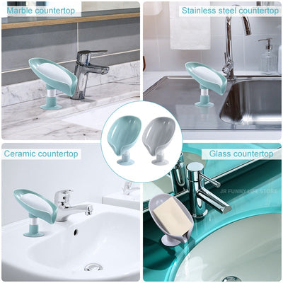 Portable Leaf Soap Holder Plastic Sponge Tray For Kitchen Bathroom