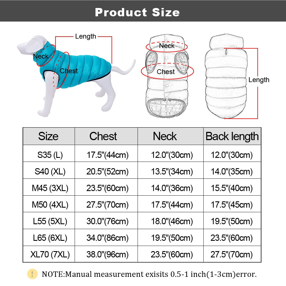 Warm Winter Dog Clothes Vest Reversible Dogs Jacket Coat