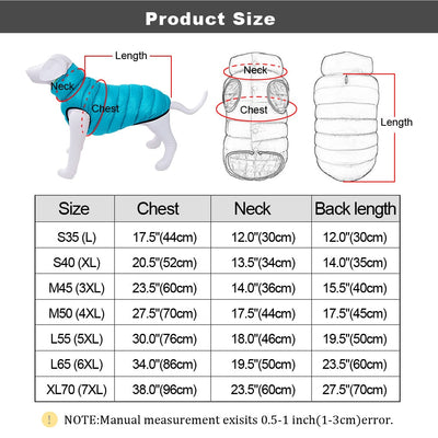 Warm Winter Dog Clothes Vest Reversible Dogs Jacket Coat
