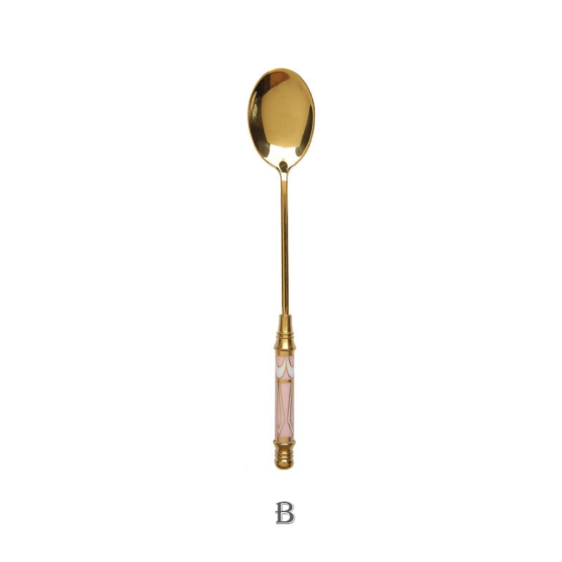 Stainless Steel Dessert Spoon Ceramic Long Handle