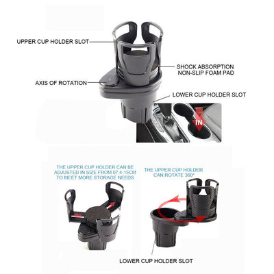 2 In 1 Vehicle-mounted Slip-proof Cup Holder 360 Degree Rotating - Fajar eMART