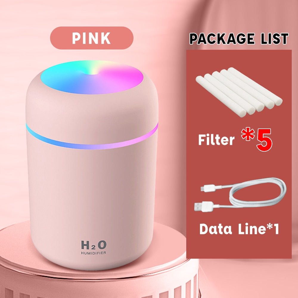 Portable Air Humidifier 300ml Ultrasonic Aroma Essential Oil Diffuser USB