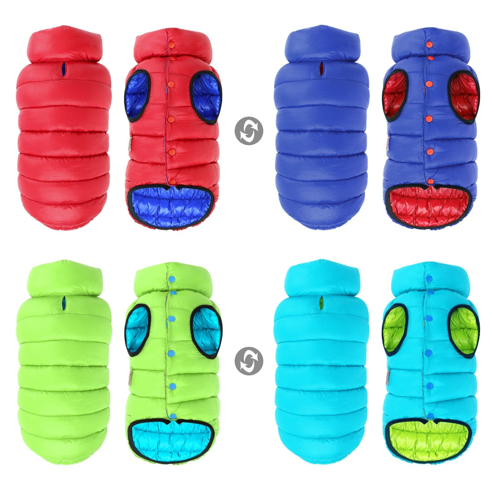 Warm Winter Dog Clothes Vest Reversible Dogs Jacket Coat