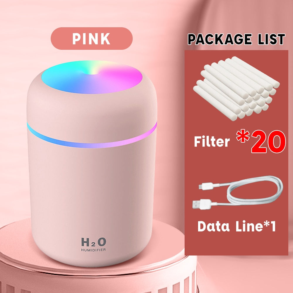 Portable Air Humidifier 300ml Ultrasonic Aroma Essential Oil Diffuser USB