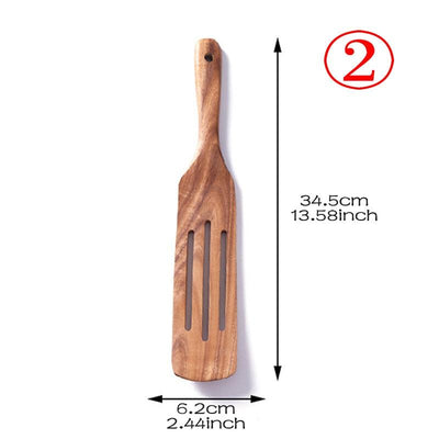 7pcs/set Teak Natural Wood Tableware Spoon - Fajar eMART