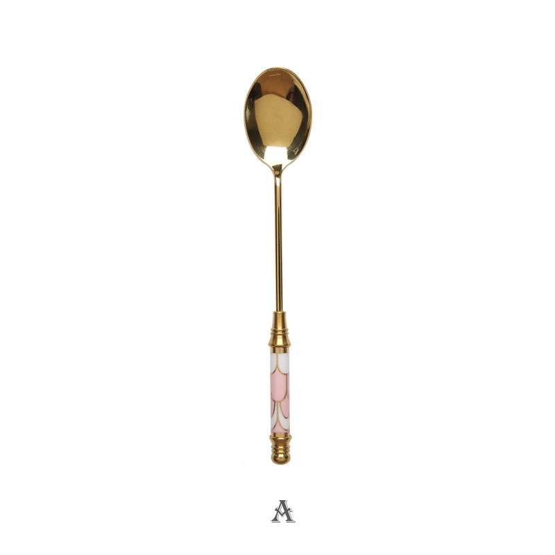 Stainless Steel Dessert Spoon Ceramic Long Handle