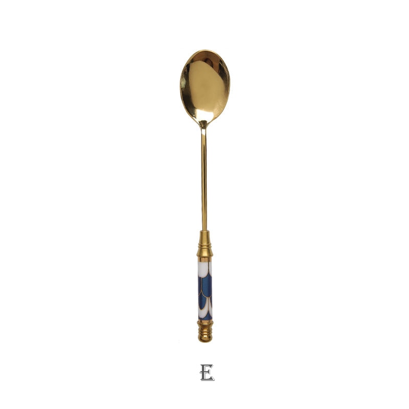 Stainless Steel Dessert Spoon Ceramic Long Handle