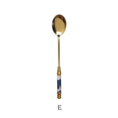 Stainless Steel Dessert Spoon Ceramic Long Handle