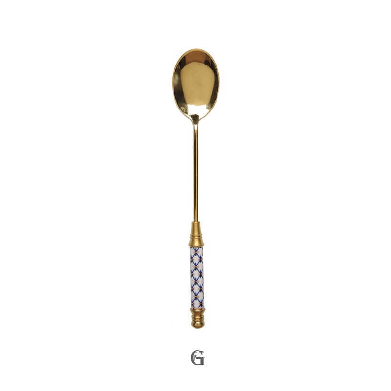 Stainless Steel Dessert Spoon Ceramic Long Handle