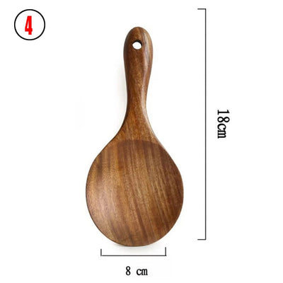 7pcs/set Teak Natural Wood Tableware Spoon