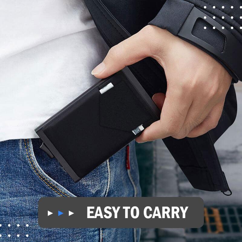 Pop Up ID RFID Card Male Wallet Mini Package Aluminum Metal Protective Gear - Fajar eMART