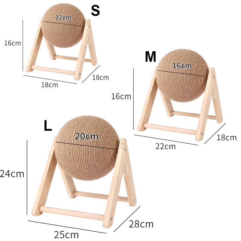 Cat Scratching Ball Wood Stand Pet Furniture