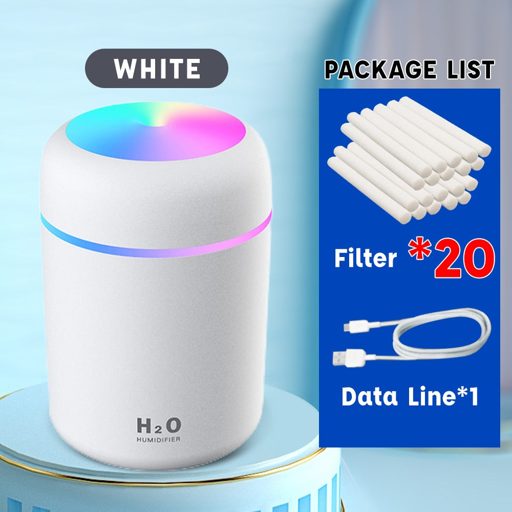 Portable Air Humidifier 300ml Ultrasonic Aroma Essential Oil Diffuser USB