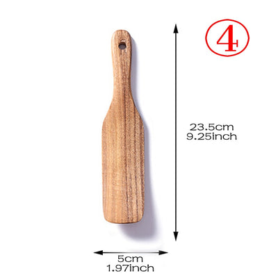 7pcs/set Teak Natural Wood Tableware Spoon