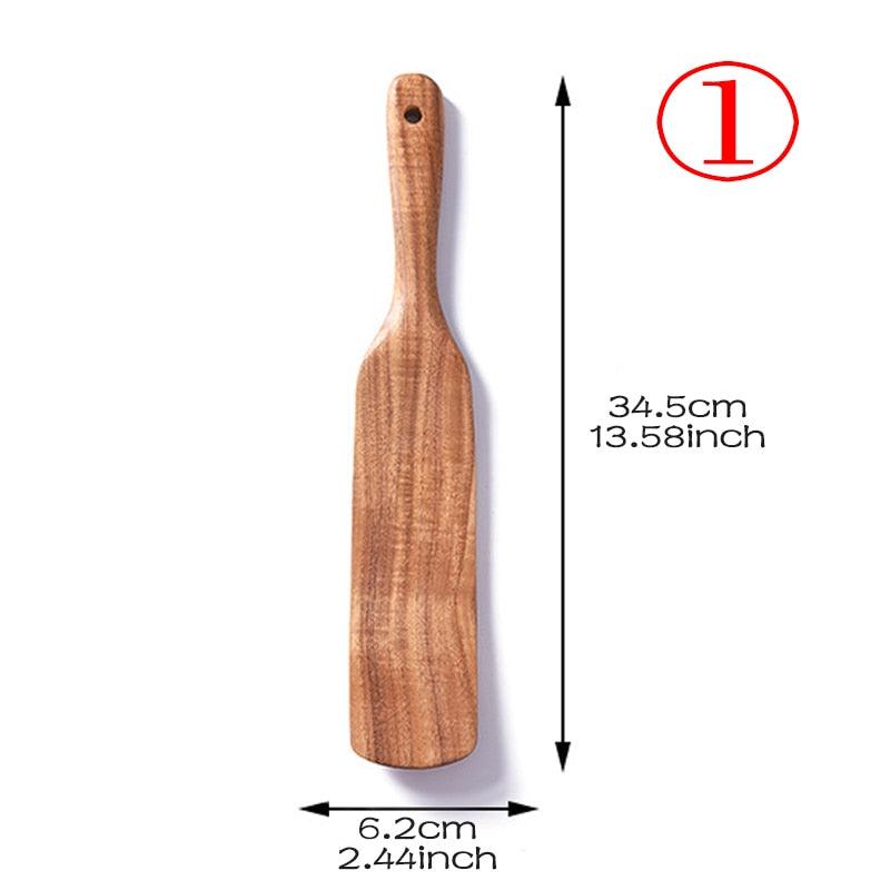 7pcs/set Teak Natural Wood Tableware Spoon - Fajar eMART