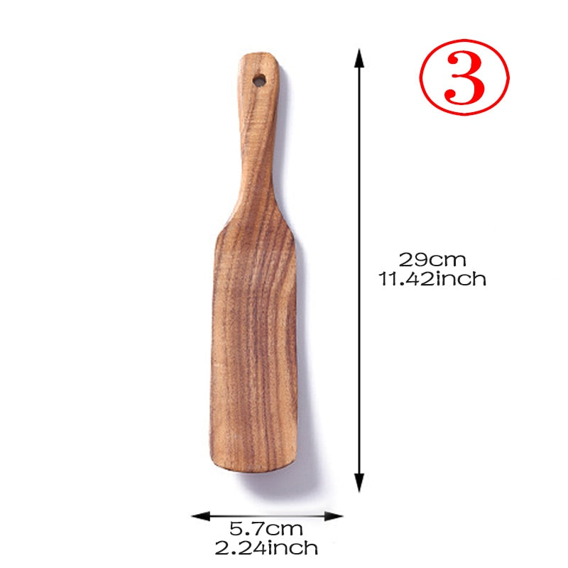 7pcs/set Teak Natural Wood Tableware Spoon