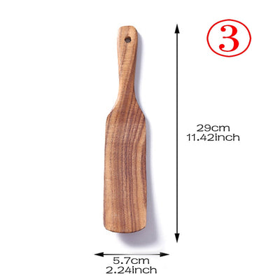 7pcs/set Teak Natural Wood Tableware Spoon