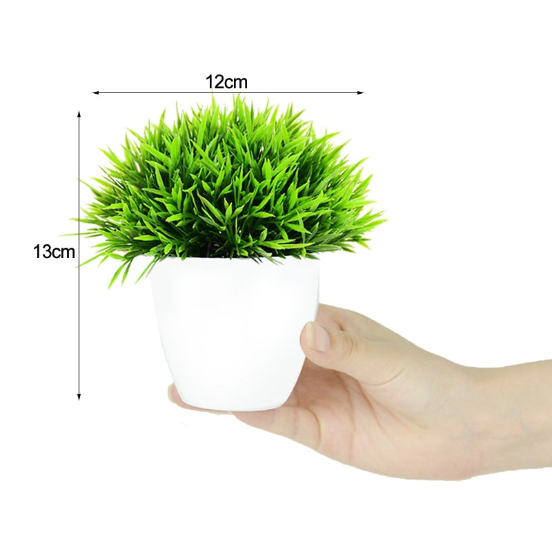 Artificial Plants Potted Green Bonsai Grass Plants