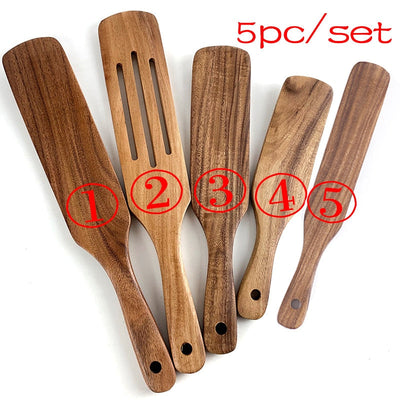 7pcs/set Teak Natural Wood Tableware Spoon