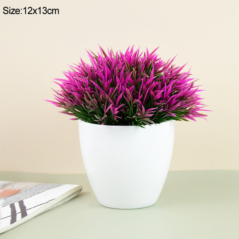 Artificial Plants Potted Green Bonsai Grass Plants