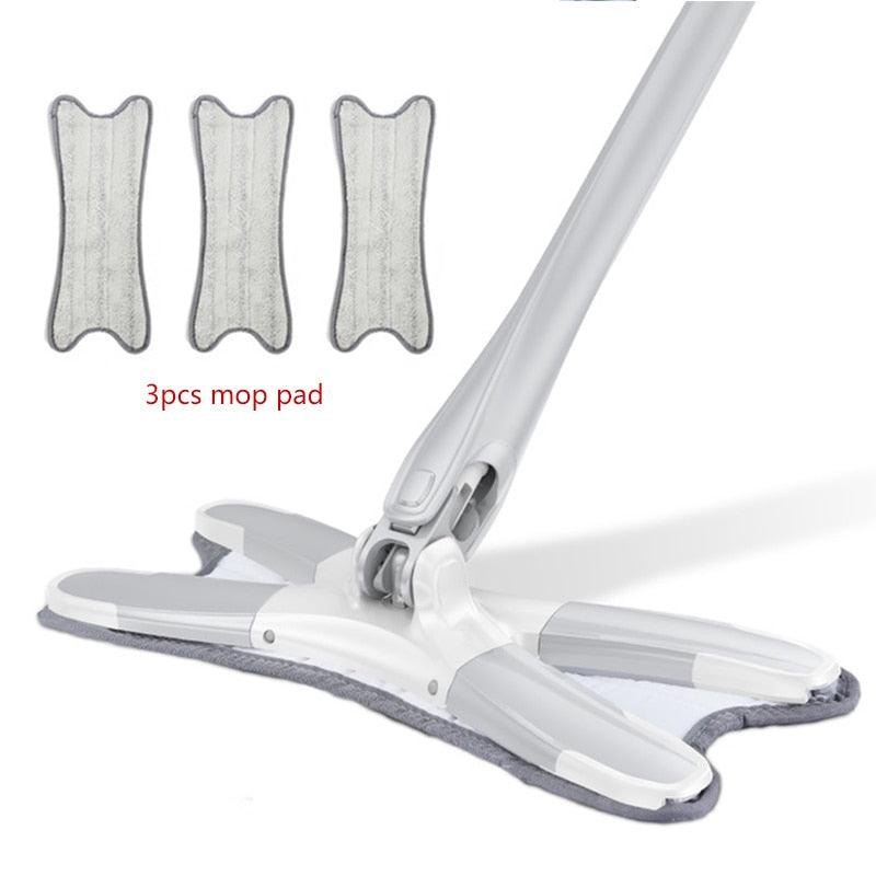 X-type Squeeze Mop Floor Mops with 3pcs Reusable Microfiber Pads - Fajar eMART
