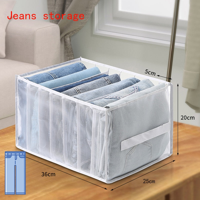 Jeans Compartment Storage Box Closet Clothes Home Organizer