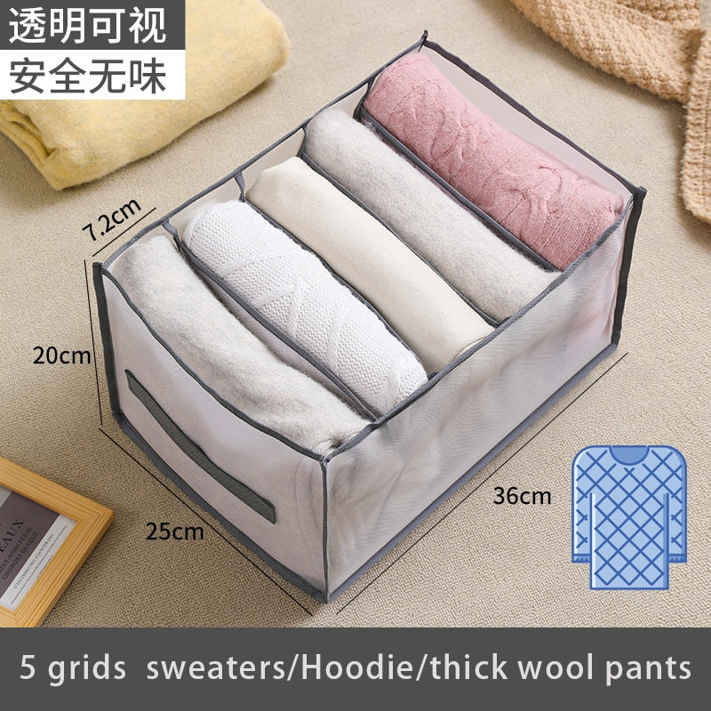 Jeans Compartment Storage Box Closet Clothes Home Organizer