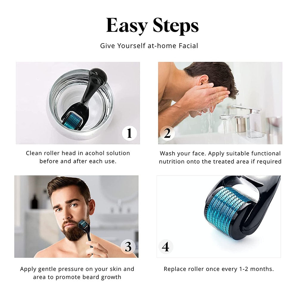 Dermaroller Titanium Hair Regrowth Beard Growth Anti Hair Loss Treatment