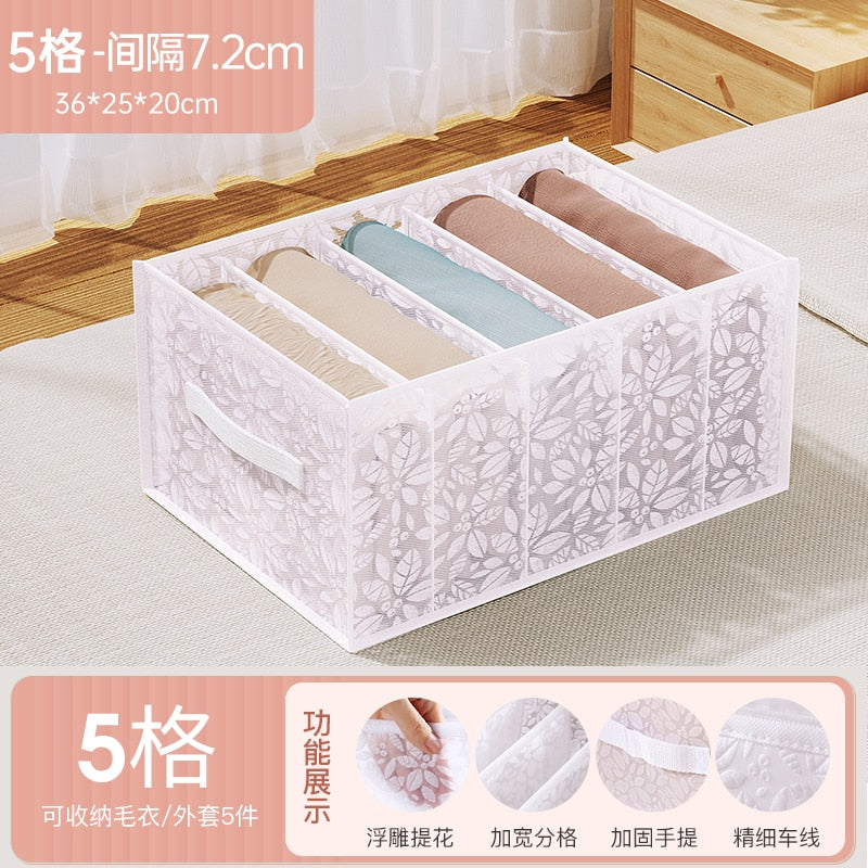 Jeans Compartment Storage Box Closet Clothes Home Organizer