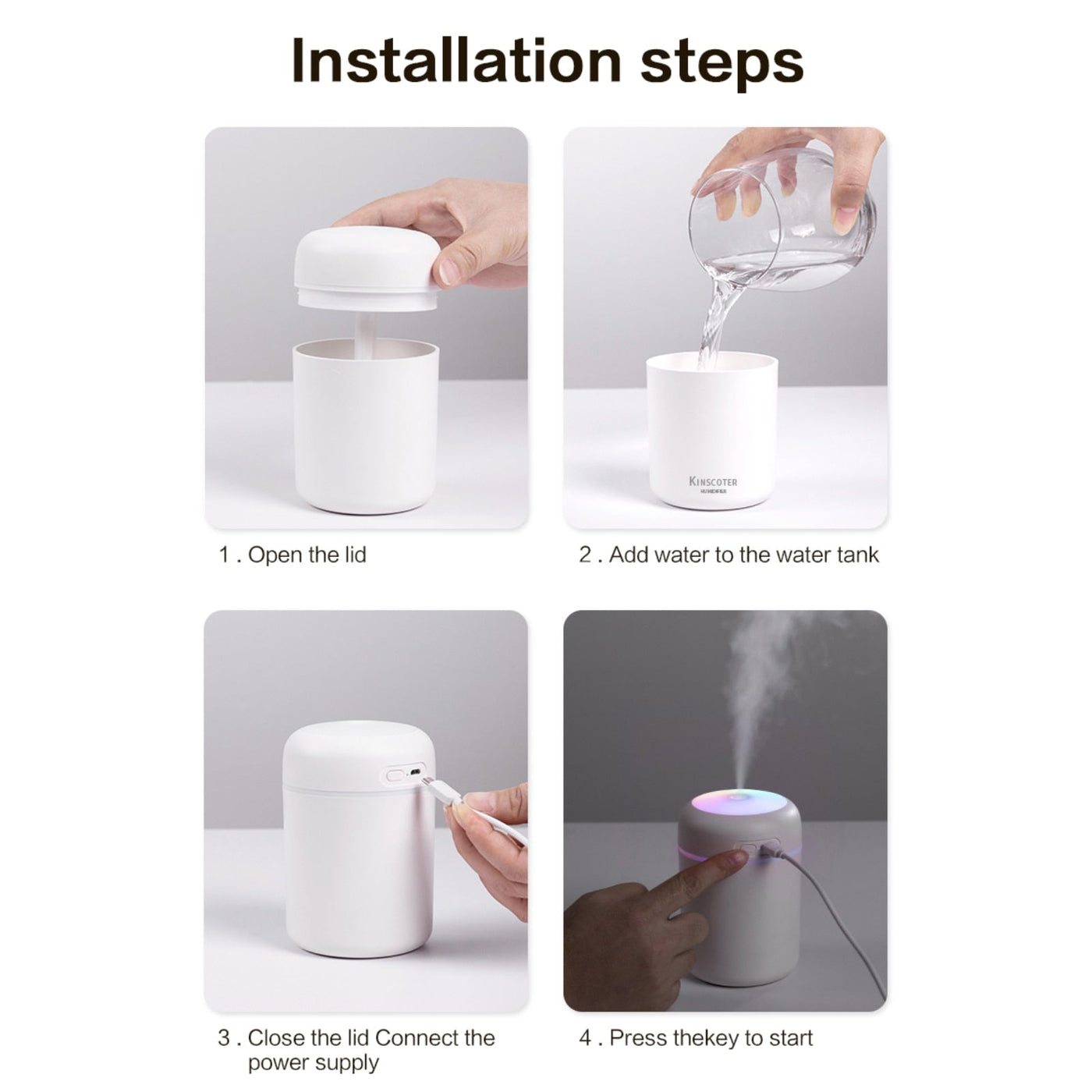 Portable Air Humidifier 300ml Ultrasonic Aroma Essential Oil Diffuser USB