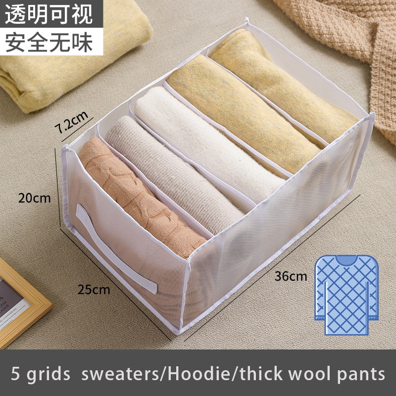 Jeans Compartment Storage Box Closet Clothes Home Organizer