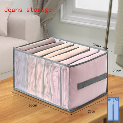 Jeans Compartment Storage Box Closet Clothes Home Organizer