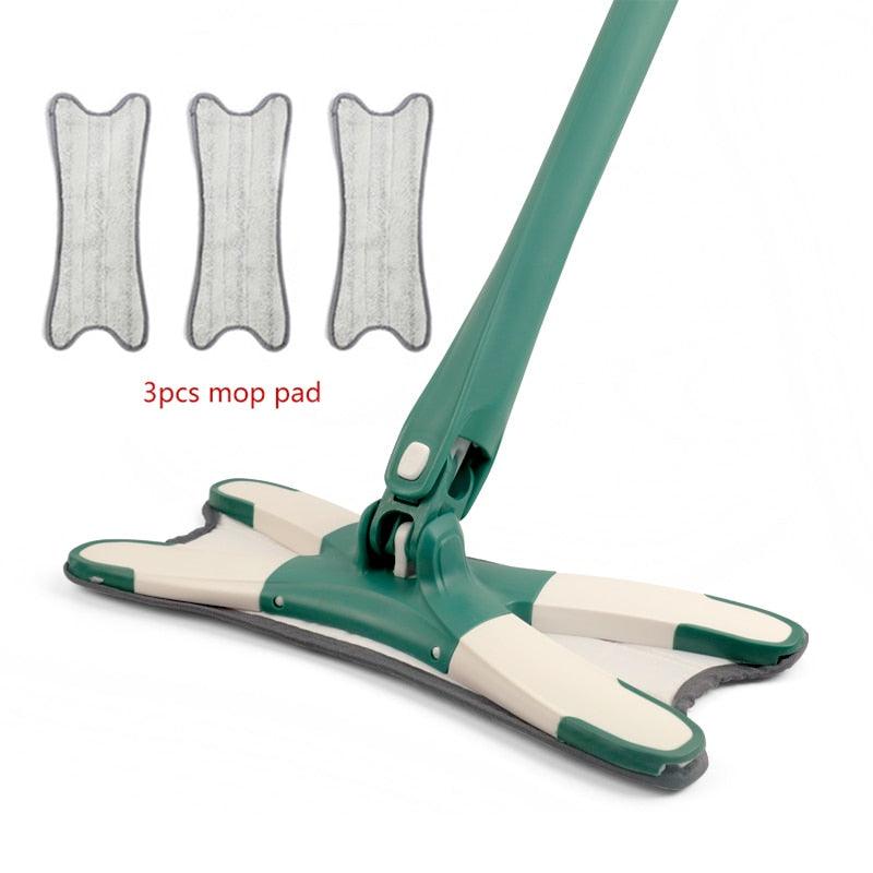 X-type Squeeze Mop Floor Mops with 3pcs Reusable Microfiber Pads - Fajar eMART