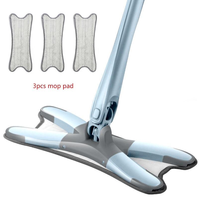 X-type Squeeze Mop Floor Mops with 3pcs Reusable Microfiber Pads - Fajar eMART